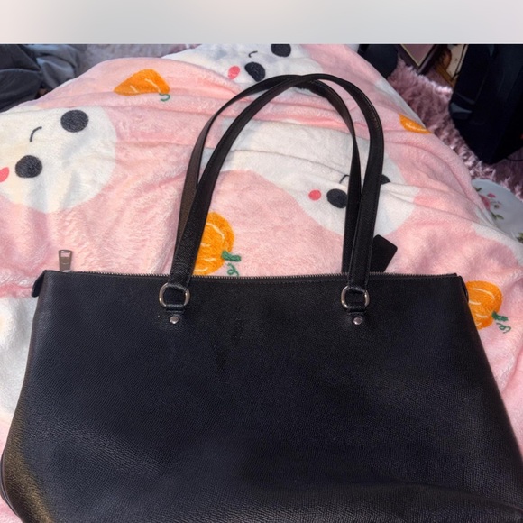 Coach Black Leather Tote with Silver Accents - Picture 4 of 4